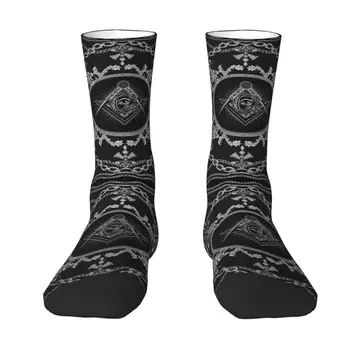 Новост, мъжки чорапи в стил масонството в стил барок, топли чорапи унисекс с 3D-принтом, дишащи, масонские чорапи Mason Crew.