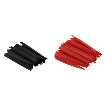 Остриета от стрели с 4-инчов пластмасови пера за стрели от лък със собствените си ръце 50 бр. (черно) и 50 бр. (червен)