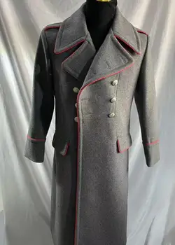 Офицерская шинель на Съветския Съюз, дълго мъжко дебели сиво зимно палто в ретро стил Милитари