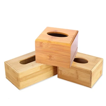 Правоъгълна бамбук кутия за салфетки Контейнер за хартия с Голям капацитет