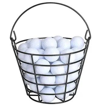 Преносим кош за топки за голф, метален контейнер за топки за голф да побира 50 топки, портативен контейнер за топките за голф, За тренировъчно Игрище за голф, или