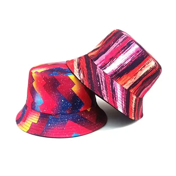 Пролетно-лятна Памучен шапка с широка периферия геометрични принтом, Рибарска шапка, Солнцезащитная шапка за мъже и жени, за пътуване на открито, 222