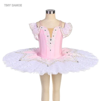 Професионален балетен костюм TINY DANCE, Розово елече от ликра с 5-7 слойной пола-набор от твърдия тюл за момичета BLL534