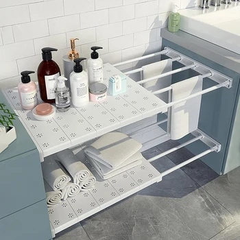 Регулируеми рафтове за съхранение в гардероба на един Рафт за шкаф за дрехи за Монтиране на Багажник за баня Рафтове за кухненски шкаф за Домашно Органайзер