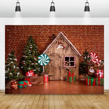 С Коледа, Фотография банер на Дървена къща, Честване на Нова Година, Украса за парти, Текстилен фон с размер 8x6 фута, Вятърна Мелница
