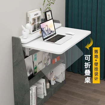Сгъваем бюро, инсталиране на стена, Нощно шкафче за малък апартамент, монтиран на стената плъзгаща работна маса