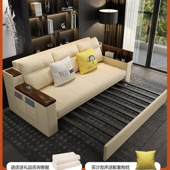 Сгъваем диван-спалня от масивно дърво за съхранение на вещите в хола с двойна употреба, богат на функции двухтактная телескопична легло за съхранение на вещите
