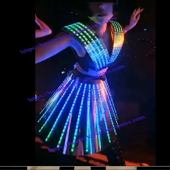 Секси рокля с led подсветка, костюм на певицата DJ DS bar гого, страхотна облекло за музикални фестивали, партита, сценични танци за момичета