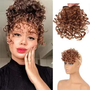 Синтетична кудрявая бретон за жени, афро-слоеная Кудрявая бретон, изкуствена коса с фиби, удължаване на коса от естествени топлоустойчива влакна