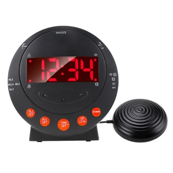 Супер силен будилник с шейкером за легла и Голям led дисплей USB Порт за зареждане на Вибрираща аларма Цифров часовник за спални