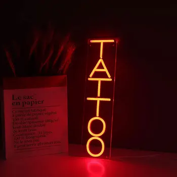Татуировка на Неонова светлина Татуировка Салон Студио Магазин за LED червено Стенно художествено оформление на Търговски Знак Витрина Мъжки пещера новост лампа
