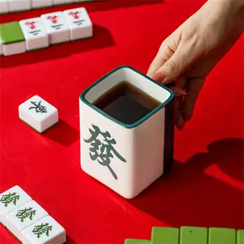 Творчески чаши за кафе за Mahjong Персонализирани китайски чаши за пиене Керамични Чаши за Mahjong Кафеена чаша Ретро Подарък за Нова година