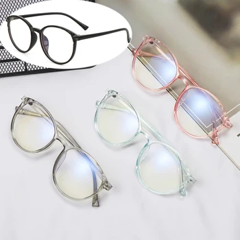 Ултра-Леки, Прозрачни Vintage Слънчеви Очила В Кръгла Рамка Със Защита От Синя Светлина, Плоските Огледални Очила, Оптични Очила За Очите