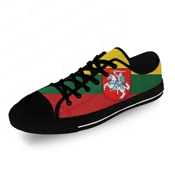 Флаг на Литва, литовската патриотическая ежедневни плат, модни парусиновая обувки с 3D-принтом, мъжки И женски леки, дишащи маратонки