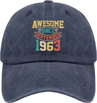 шапки на 60-ия ден от раждането, Родени през септември 1963 г., Ретро бейзболна шапка за рожден ден, смешни шапки за жени
